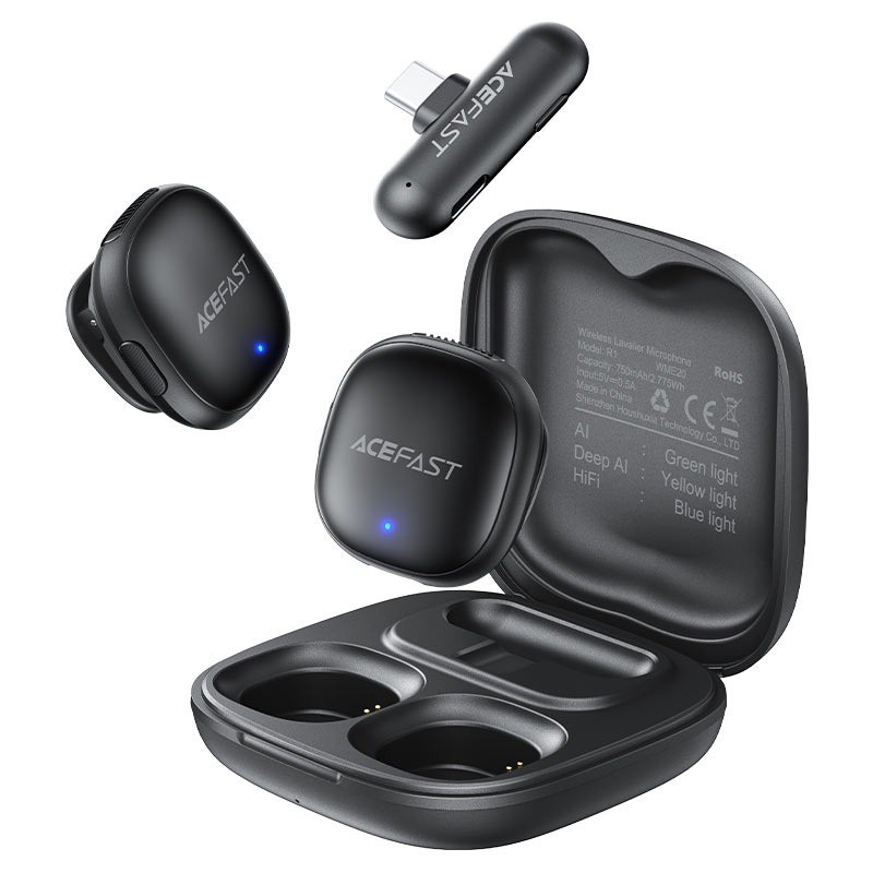 ACEFAST R1 Wireless Lavalier Microphonel – 50 m Range & 8 h Battery Clip‑on Mic