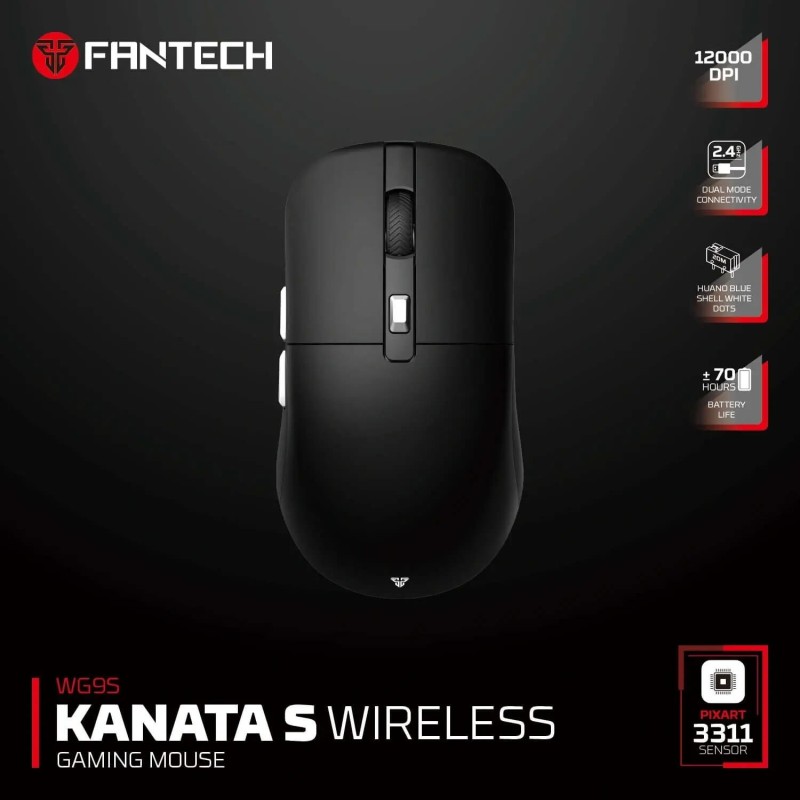 WG9S Kanata S Wireless Gaming Mouse – Pixart 3311 Sensor, 70H Battery Life