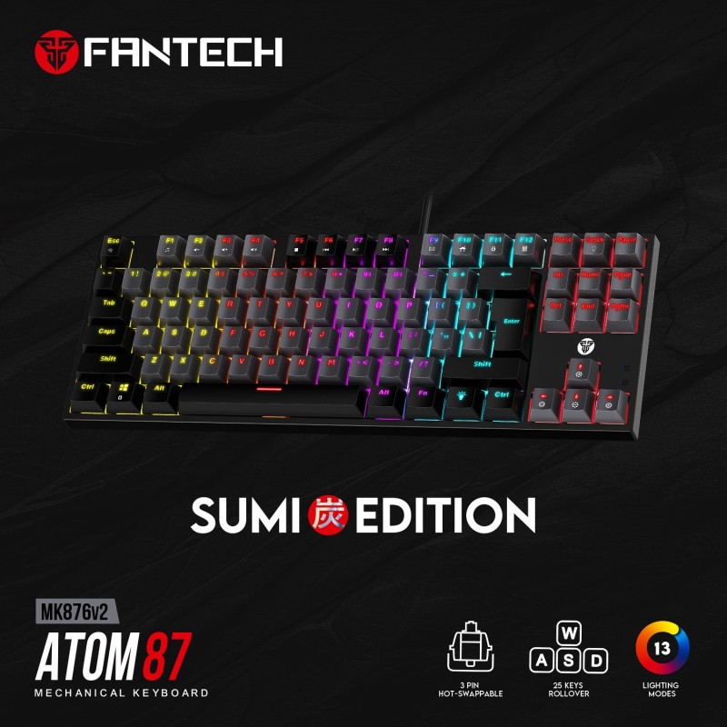 Atom 87 MK876 V2 RGB TKL Sumi Edition Wired Mechanical Gaming Keyboard
