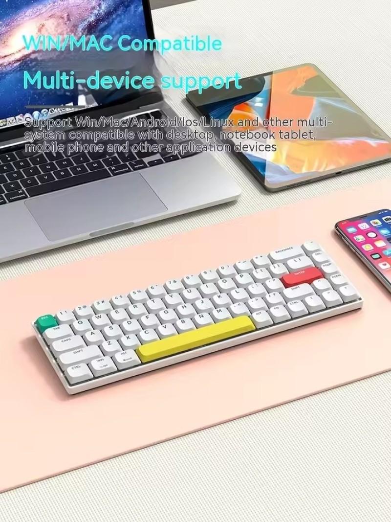 Xinmeng C68 Mechanical Keyboard 3 Mode Low Profile Wireless Bluetooth Hot Swap RGB Office Keyboard For IPad Tablet Mac Pc Gamer