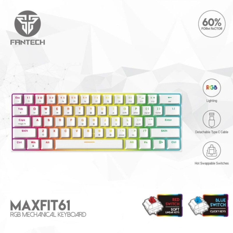 Fantech MK857 RGB Mechnical Keyboard ( White ) Blue,red