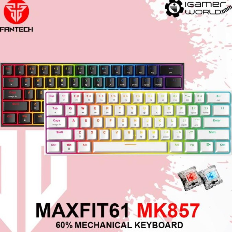 Fantech Maxfit61 Frost Wireless R Mechanical Keyboard - Black - Blue / Red Switch