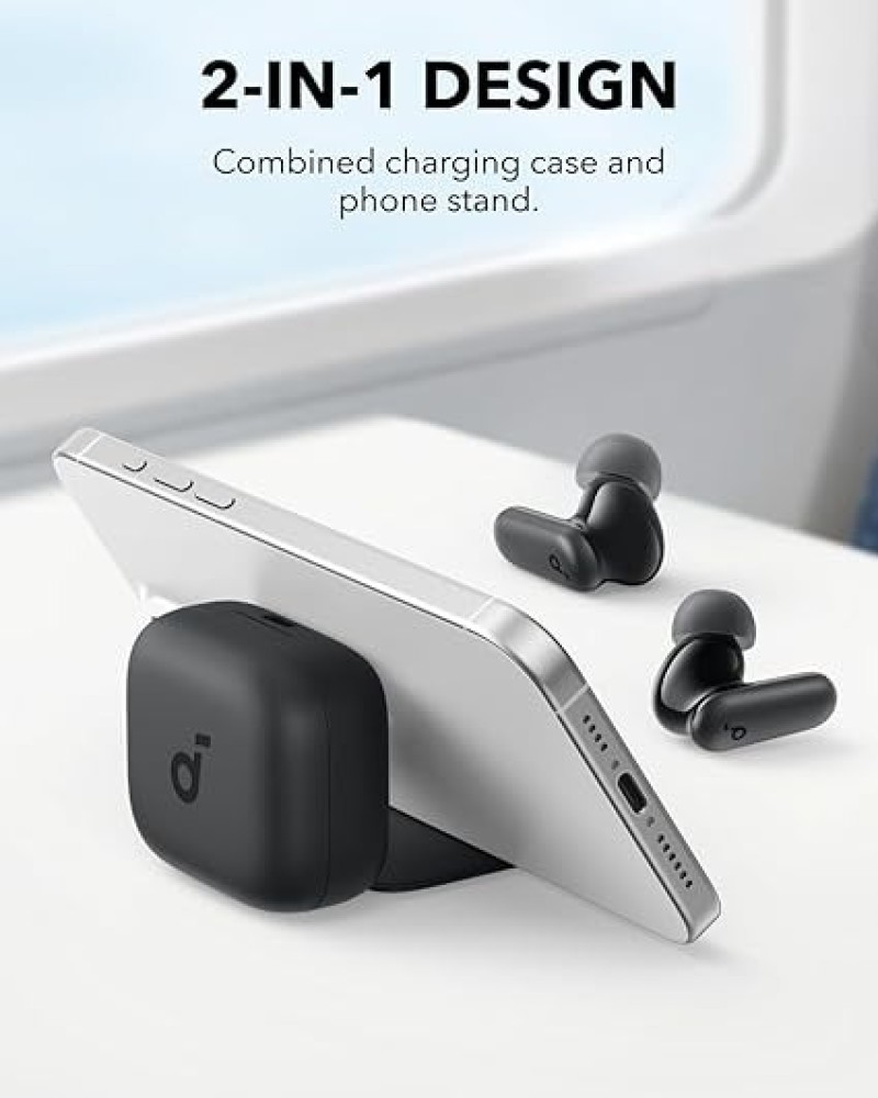 Soundcore P30i TWS Earbuds (Black) With Smart ANC & 2-in-1 Phone Stand Case