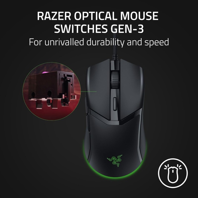 Razer Cobra Gaming Mouse: 58g, Gen-3 Optical Switches, Chroma RGB Lighting, 8500 DPI Sensor, PTFE Feet, Speedflex Cable - Black