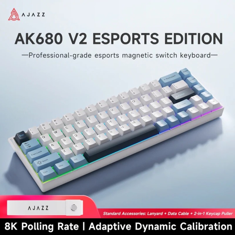 AJAZZ AK680 V2 HE Magnetic Gaming Keyboard (Black/ White Contour)