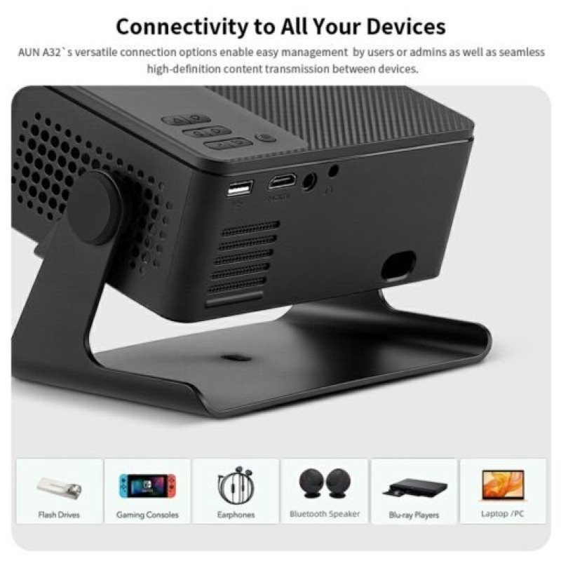 AUN A32 Pro Mini Projector 4K – Android 13, 150" Display