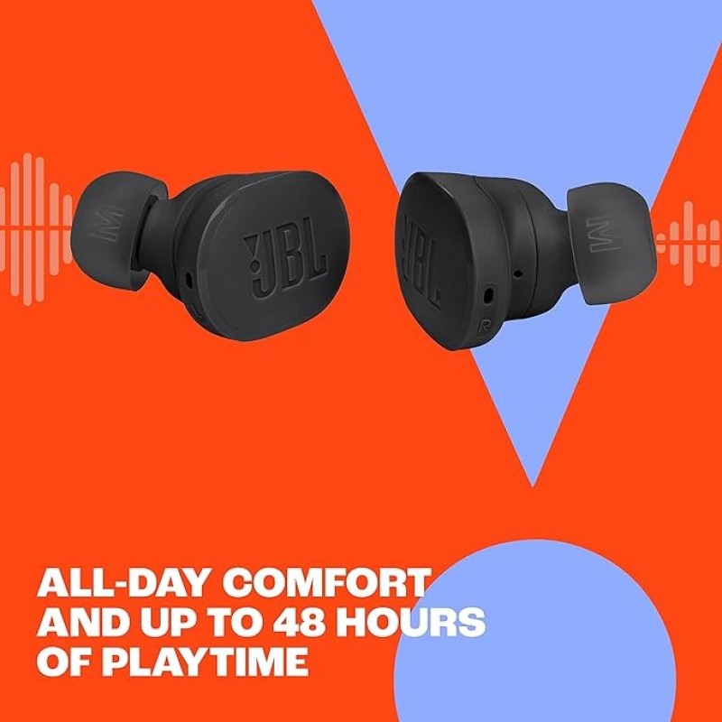 JBL Tune Buds - True Wireless Noise Cancelling Earbuds, JBL Pure Bass Sound, Bluetooth 5.3, 4-Mic Technology For Crisp, Clear Calls, Up To 48 Hours Of Battery Life, Water And Dust Resistant (Black)