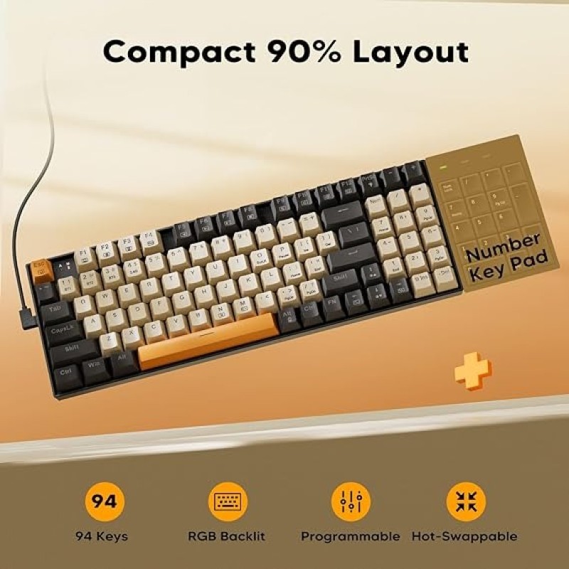 Redragon Wired Mechanical Gaming Keyboard With RGB Backlit, 94 Keys, Programmable Macro Editing, Numeric Pad, Red Switches, Compact Keyboard Mechanical For Pc Mac Ipad, K636CLO