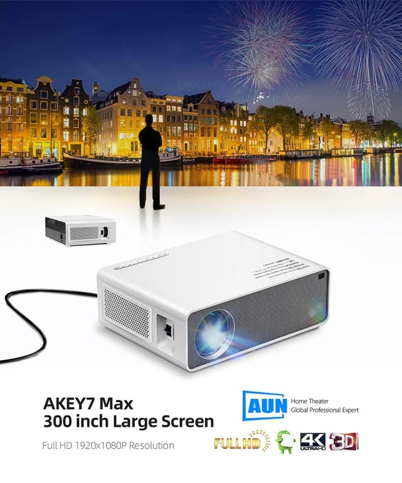 AUN AKEY7 MAX Basic LED Projector Full HD 1080p, 7500 Lumens (300" Display)
