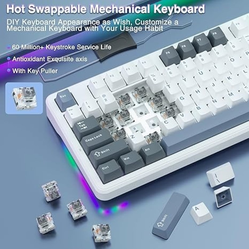 AULA F87 Wireless Mechanical Keyboard | 75% TKL Custom Hot Swappable Gaming Keyboard