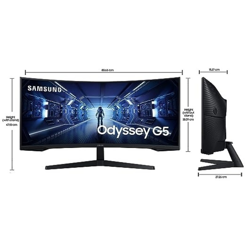 Samsung 34-inches 86.42cm LED Odyssey G5 Ultra WQHD, 165 Hz, 1ms, 1000R Curved Gaming Monitor, HDR10, AMD FreeSync Premium -LC34G55TWWWXXL, Black, 3440 X 1440 (WQHD) Pixels