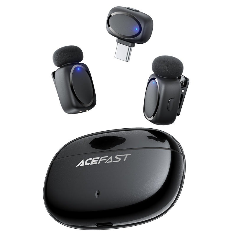 ACEFAST R2 Wireless Lavalier Microphones – Dual Mics With 20 h Battery & Low Latency