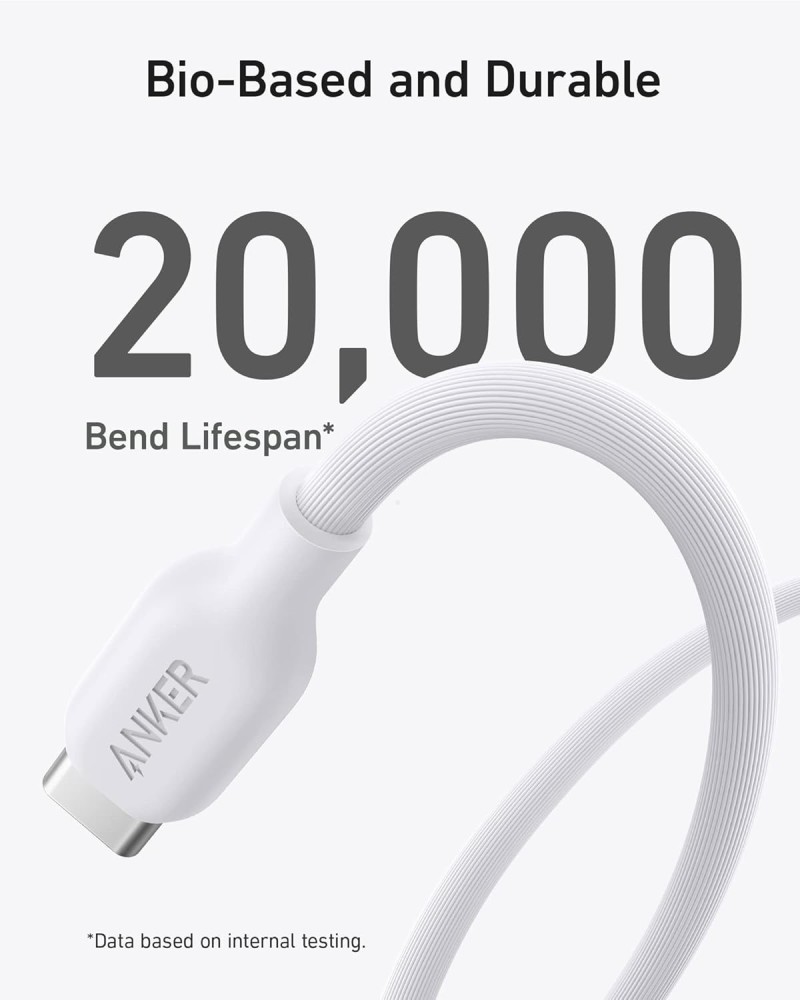 Anker 543 USB-C To USB-C Cable (240W, 3ft) | Bio-Based Charging Cable