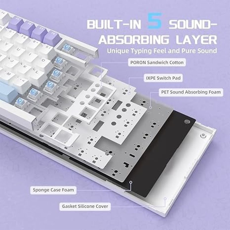AJAZZ AK820 Sea Salt Switch Wired Mechanical Keyboard – Hot-Swappable PCB, Aluminum Build, Per-Key RGB, N-Key Rollover, Detachable USB-C, Media Controls