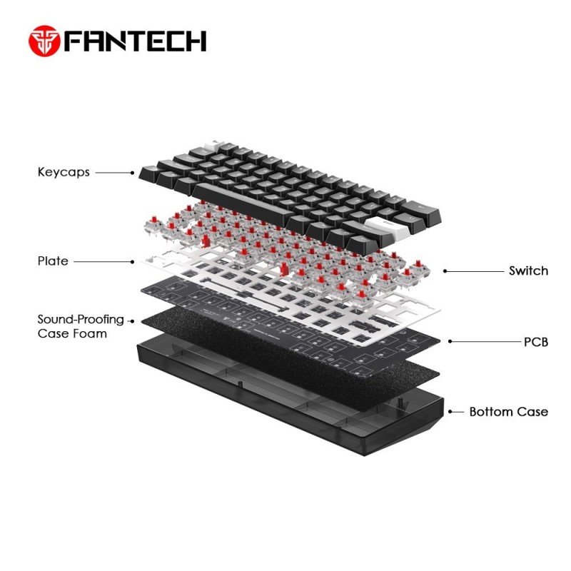 MAXFIT 61 MK857 Frost Wireless Modular Mechanical Keyboard – White (Blue Switch)