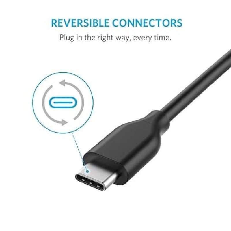 Anker USB C Cable, PowerLine USB 3.0 To USB C Charger Cable (3ft) With 56k Ohm Pull-up Resistor