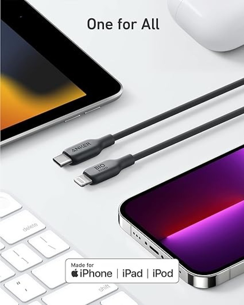 Anker 541 USB-C To Lightning Cable (Bio-Based 3ft, Black/Blue)