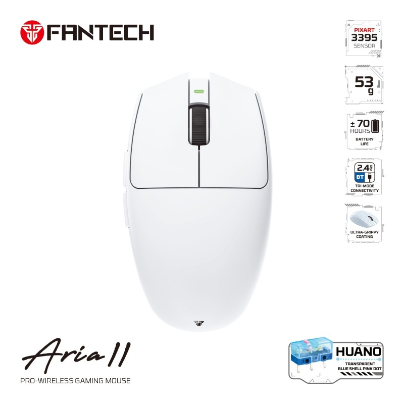 Aria II XD7V2 Wireless Gaming Mouse – PixArt 3395, 8K Polling Rate, Tri-Mode