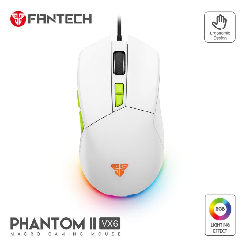 Fantech VX6 Phantom II Wired Gaming Mouse – Neon Black\White
