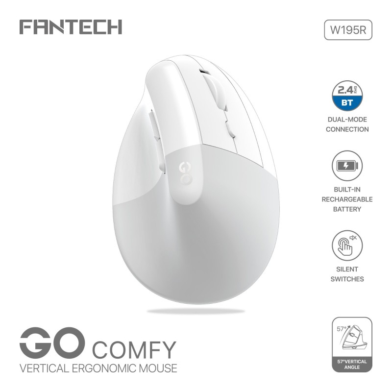 W195R GO Comfy Vertical Ergonomic Wireless & Bluetooth Mouse