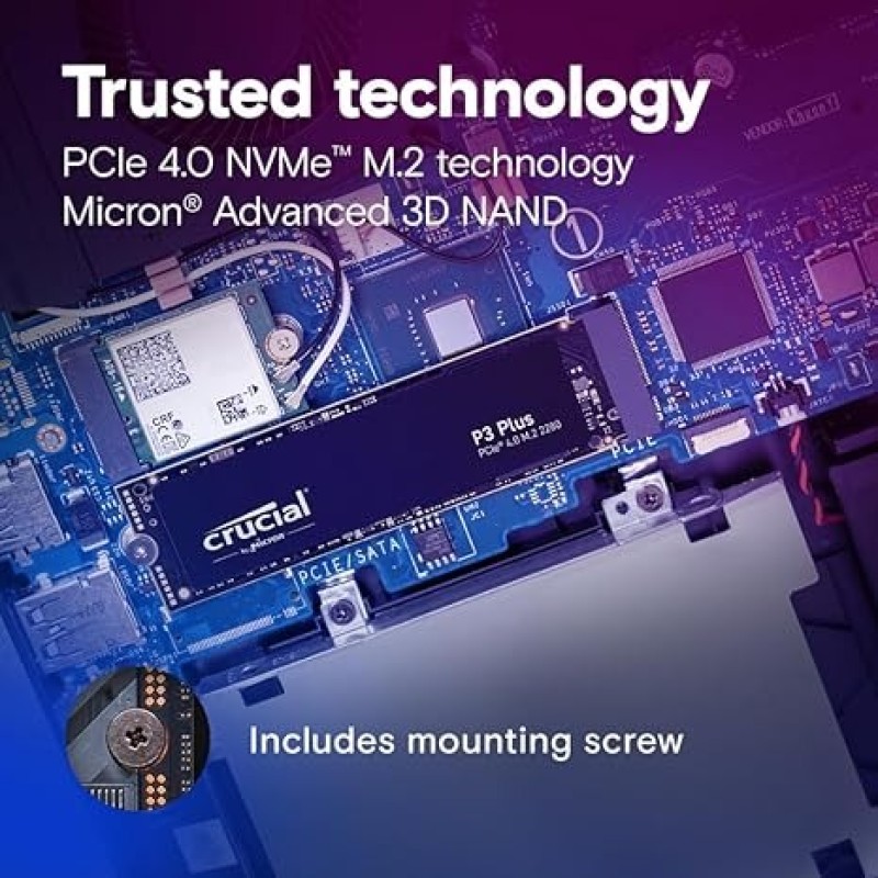 Crucial P3 Plus 1TB PCIe Gen4 3D NAND NVMe M.2 SSD, Up To 5000MB/s