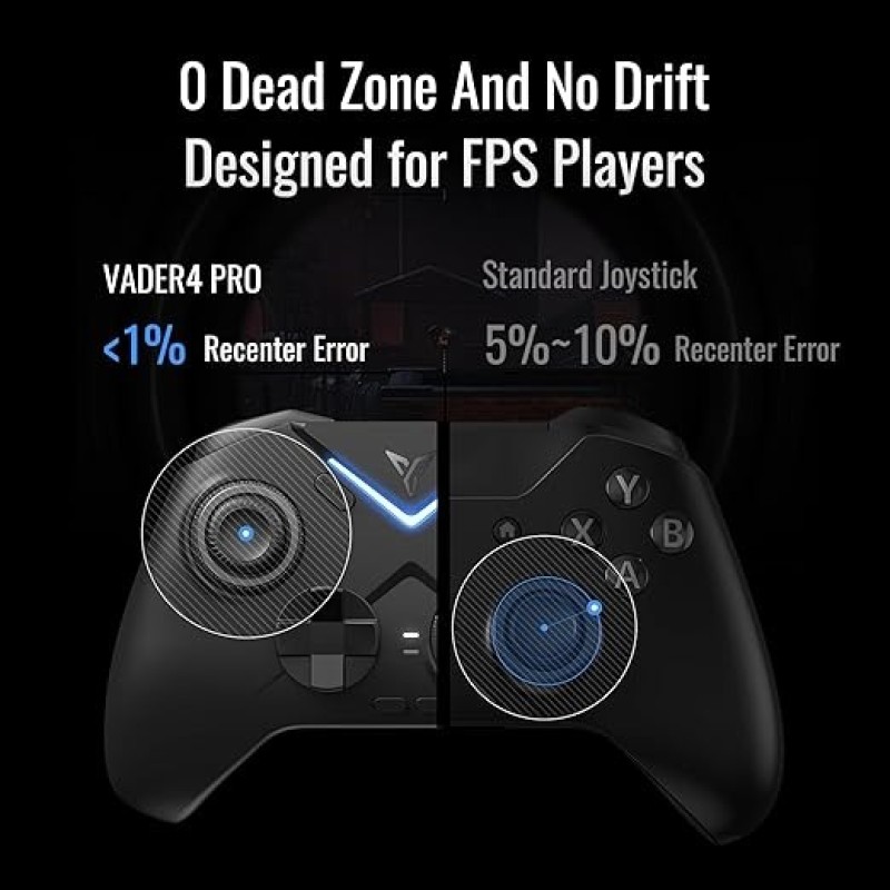 FLYDIGI Vader 4 Pro PC Controller Force Adjustment Lever Joystick, Hall & Micro Triggers, 1000Hz Report Rate, 4-Motor Stereo Vibration, 800mAh, Multi-Platform For PC/NS/Android/TV