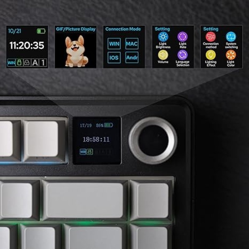AULA F75 Max Mechanical Keyboard– 75% Wireless, TFT Screen, Gasket Mount, Hot-Swap