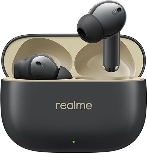 Realme Buds T300 Truly Wireless In-Ear Earbuds With 30dB ANC, 360° Spatial Audio Effect, 12.4mm Dynamic Bass Boost Driver With Dolby Atmos Support, Upto 40Hrs Battery And Fast Charging - (Black)