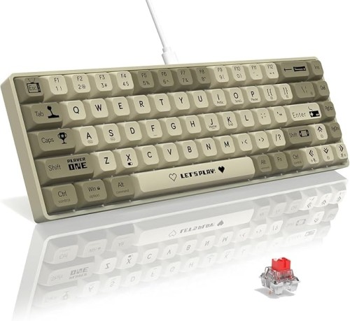 AK680 65% Wired Hotswap Mechanical Gaming Keyboard, 68 Keys Portable Anti-Ghosting, Rainbow Lighting Programmable, EVA Sandwich, Ergonomic, Sleeve Red Switch For MAC/Win Grey