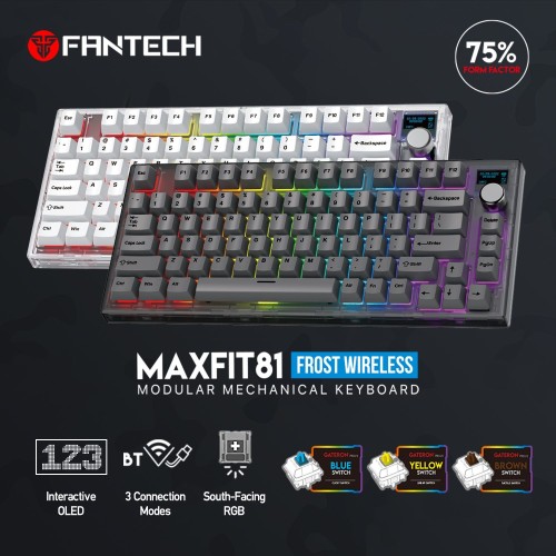 Fantech MAXFIT81 MK910 Frost Wireless Modular Mechanical Keyboard – Gateron Pro V2 Blue Switch