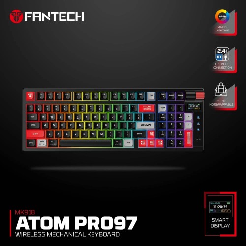Fantech Atom Pro97 MK918 Wireless Mechanical Gaming Keyboard – Tri-Mode (Blue Switch, Black)