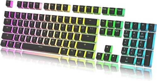 Pudding Keycaps Set | Doubleshot PBT Keycap Set | Full 108 OEM Profile Key Set | For Mechanical Keyboard | Compatible With Cherry MX, Gateron, Kailh, Outemu | Black