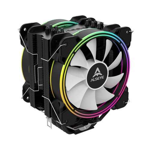 ALSEYE H120D 2.0 PWM Halo Series Universal Rainbow CPU Cooler With 6 Heat Pipes And Dual 120MM Fans 220W