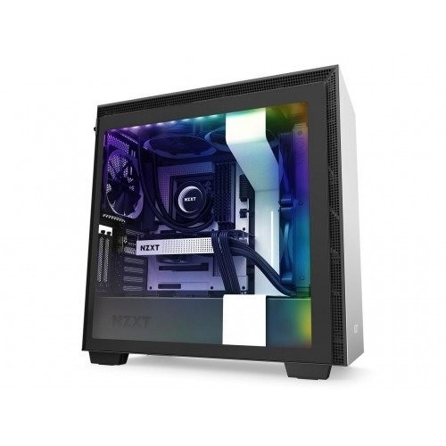 NZXT H710i ATX Mid Tower, Front I/O USB Type-C Port, Tempered Glass Side, RGB Lighting , Matte-white