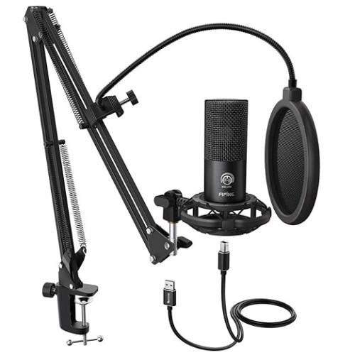 FIFINE T669 Condenser USB Microphone Kit With Adjustable Scissor Arm Stand Shock Mount For PC And MAC Only