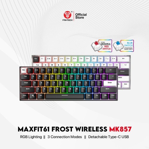 Fantech Maxfit61 MK857 Frost Wireless Modular Mechanical Keyboard (Red/Blue Switch)
