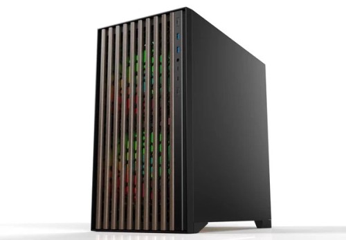 SAMA V Nature ATX / MATX Mid Tower PC Case With Walnut Beech Wood Front Panel – Black
