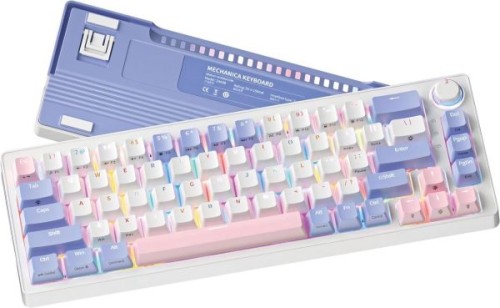 SAMA SM68 Triple Mode BT5.0/2.4G/USB-C Mechanical Keyboard, 68 Keys Hot-Swappable Compact Keyboard, Rechargeable & Multifunctional RGB Backlit Ergonomic Mini Office Keyboard
